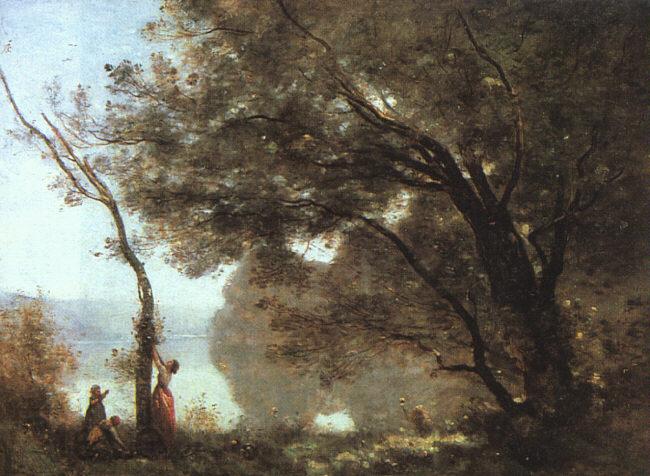 Jean Baptiste Camille  Corot Souvenier de Mortefontaine, salon of 1864 Norge oil painting art